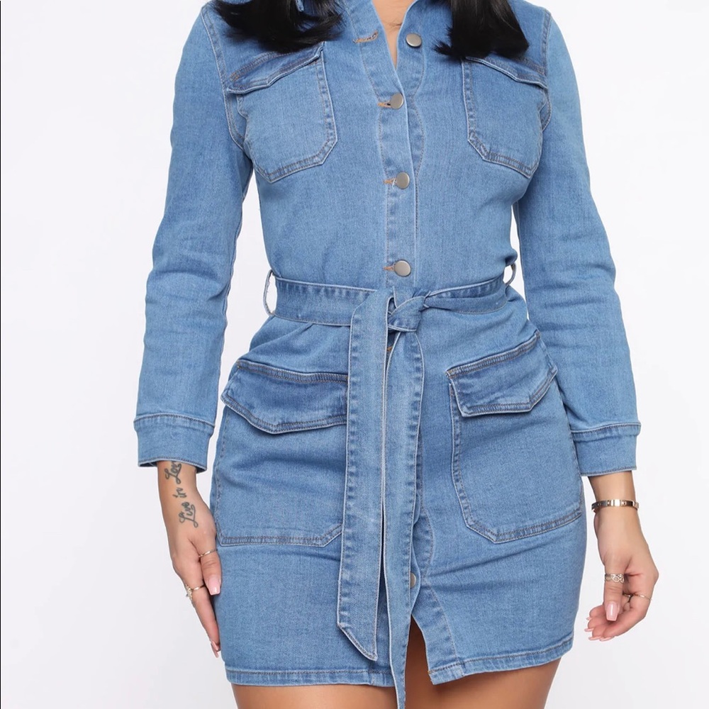Fashion Nova make no mistake denim dress , size L